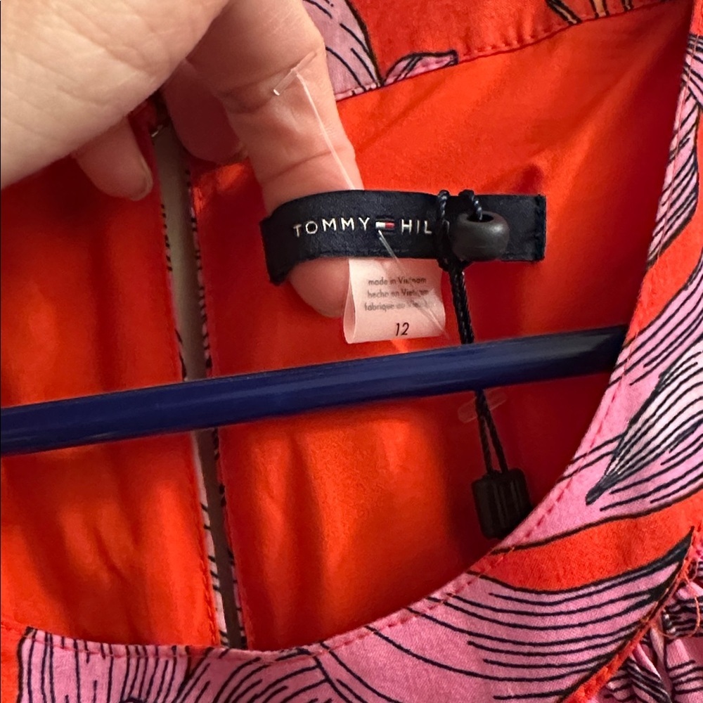 Tommy Hilfiger Gustavia Printed Tiered Sleeveless Dress red pink 12 NEW - Picture 3 of 7
